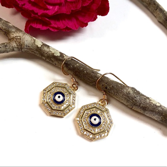 Evil Eye Earrings, Hamsa, Protection, Minimalist - Picture 2 of 12